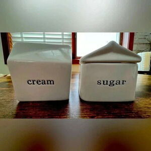 Storehouse | Modern ceramic white, cream and sugar set/2 pieces